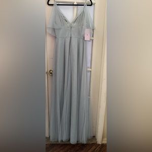 Pale green Jenny Yoo maxi dress. Tule with opaque lining. Size 4 new with tags.